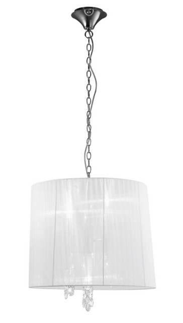Tiffany Ceiling Pendant 3+3 Light E14+G9, Polished Chrome with White Shade & Clear Crystal - image 1