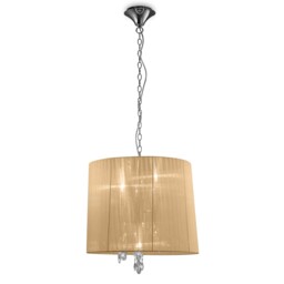 Tiffany Ceiling Pendant 3+3 Light E14+G9, Polished Chrome with White Shade & Clear Crystal - thumbnail 3