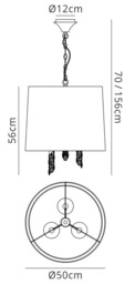 Tiffany Ceiling Pendant 3+3 Light E14+G9, Polished Chrome with White Shade & Clear Crystal - thumbnail 2