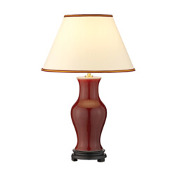 Oxblood Table Lamp with Round Tapered Shade, Oxblood - thumbnail 1