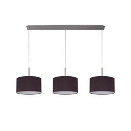 Baymont Satin Nickel 3 Light E27 Linear Pendant With 30cm x 17cm Faux Silk Shade, Black/White Laminate - thumbnail 5