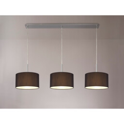 Baymont Satin Nickel 3 Light E27 Linear Pendant With 30cm x 17cm Faux Silk Shade, Black/White Laminate - thumbnail 2