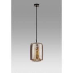 Kriss Cylinder Pendant, 1 Light GU10, Black/Black Glass Shade With Inner Lined Funnel Glass - thumbnail 2