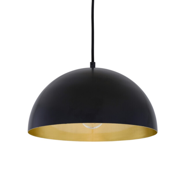 Avon 30cm Dome Pendant, Matt Black, Satin Brass Inner - image 1