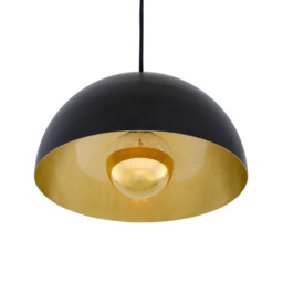 Avon 30cm Dome Pendant, Matt Black, Satin Brass Inner - thumbnail 5