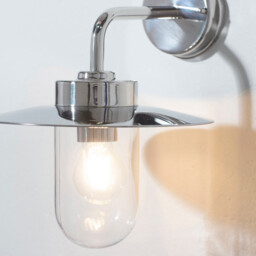 Addison Outdoor Wall Polished Stainless Steel & Clear Glass 1 Light Dimmable IP44 - E27 - thumbnail 3