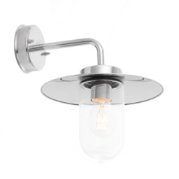 Addison Outdoor Wall Polished Stainless Steel & Clear Glass 1 Light Dimmable IP44 - E27