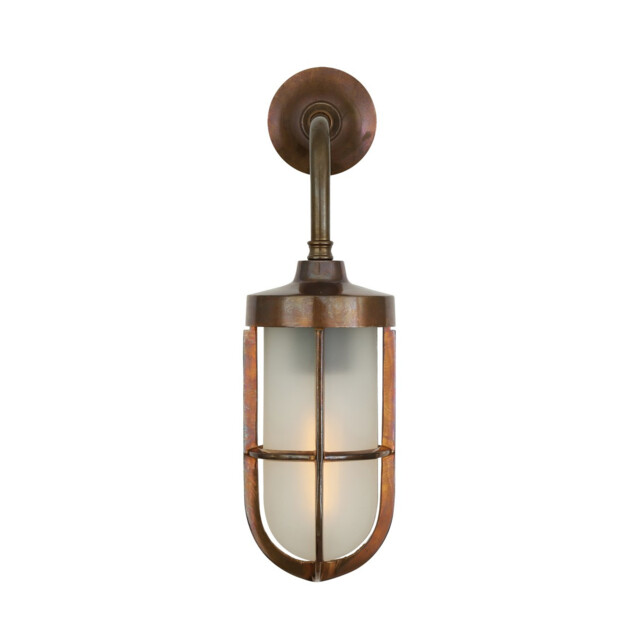 Carac Outdoor Wall Light, Antique Brass, Frosted Glass, IP65