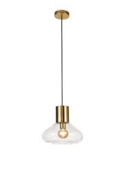Corinth Wide Ceiling Pendant, 1 x E27, Ancient Brass, Clear Glass
