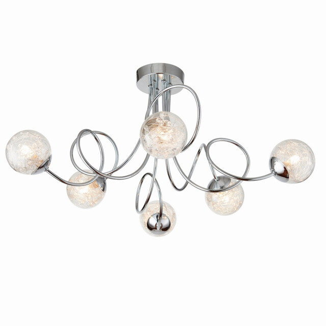 Auria LED 6 Light Semi flush Chrome With Chrome Wire, Bead Shade, G9 - image 1
