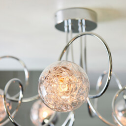 Auria LED 6 Light Semi flush Chrome With Chrome Wire, Bead Shade, G9 - thumbnail 5