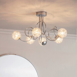Auria LED 6 Light Semi flush Chrome With Chrome Wire, Bead Shade, G9 - thumbnail 2
