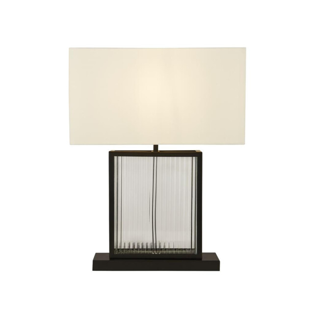 Clarendon 1 Light Table Lamp, Tempered Glass, Velvet Off White Shade Matt Black - image 1