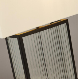 Clarendon 1 Light Table Lamp, Tempered Glass, Velvet Off White Shade Matt Black - thumbnail 3