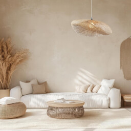Patras Wire Frame Pendant Ceiling Light Natural Bamboo 1xE27 - thumbnail 2
