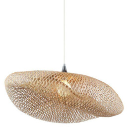 Patras Wire Frame Pendant Ceiling Light Natural Bamboo 1xE27 - thumbnail 1