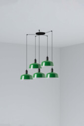 Tatawin Medium Cluster Pendant Ceiling Light Satin Black, Gloss Green 5x E27