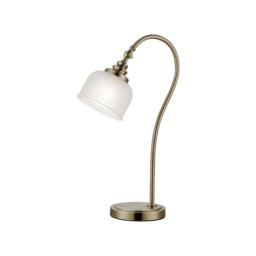 DeRuyter Table Lamp 1 Light E27 Antique Brass/Frosted Glass - thumbnail 1