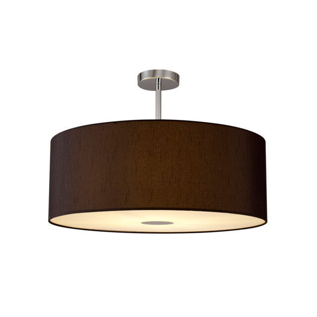 Baymont Polished Chrome E27 Semi Flush With 60cm x 22cm Faux Silk Shade, Black/White Laminate - image 1