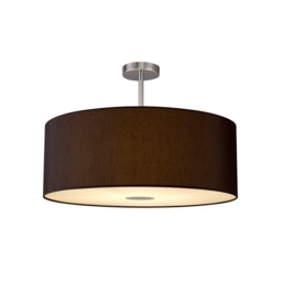 Baymont Polished Chrome E27 Semi Flush With 60cm x 22cm Faux Silk Shade, Black/White Laminate