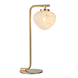 Mali Table Lamp Satin Brass Plate, White Confetti Glass, 1x G9
