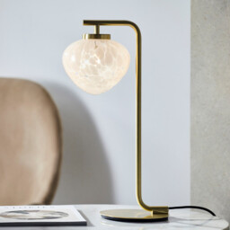 Mali Table Lamp Satin Brass Plate, White Confetti Glass, 1x G9 - thumbnail 3