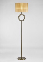 Florence Round Floor Lamp with Cream Shade 1 Light Antique Brass, Crystal - thumbnail 5