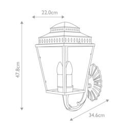 Mansion House 3 Light Outdoor Wall Lantern Light Polished Nickel IP44, E14 - thumbnail 5