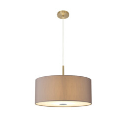 Baymont Antique Brass 5 Light E27 Single Pendant With 60cm x 22cm Faux Silk Shade, Grey/White Laminate - thumbnail 5
