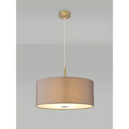 Baymont Antique Brass 5 Light E27 Single Pendant With 60cm x 22cm Faux Silk Shade, Grey/White Laminate - thumbnail 2