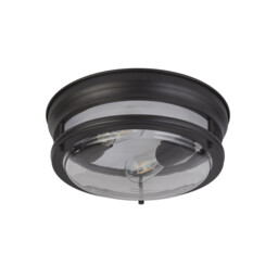 Glasgow 2 Light Flush Black, Clear Glass - thumbnail 3