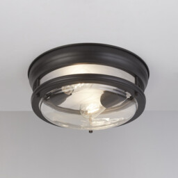 Glasgow 2 Light Flush Black, Clear Glass - thumbnail 2