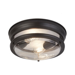 Glasgow 2 Light Flush Black, Clear Glass - thumbnail 1
