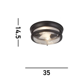 Glasgow 2 Light Flush Black, Clear Glass - thumbnail 5