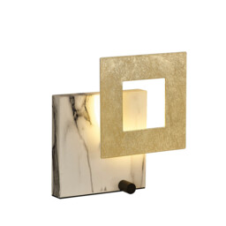 Dalia 25cm Table Lamp, 18W LED, 3000K, 1260lm, Gold/Marble White, 3yrs Warranty