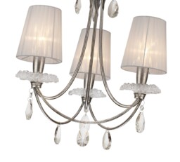 Sophie Ceiling Pendant 63cm Round, 3 x E14 (Max 20W), Silver Painting, White Shades - thumbnail 5