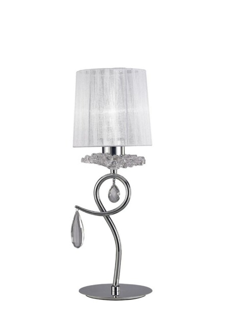 Louise Table Lamp 1 Light E27 with White Shade Polished Chrome, Clear Crystal - image 1