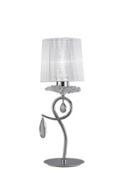 Louise Table Lamp 1 Light E27 with White Shade Polished Chrome, Clear Crystal