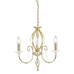 Aegean Chandelier 3 Light Polished Brass Finish, E14 - thumbnail 1