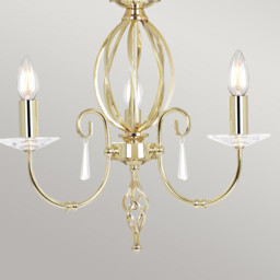 Aegean Chandelier 3 Light Polished Brass Finish, E14 - thumbnail 2