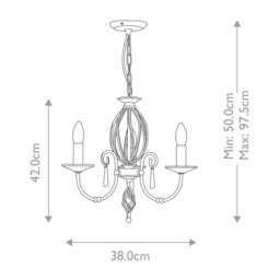 Aegean Chandelier 3 Light Polished Brass Finish, E14 - thumbnail 5