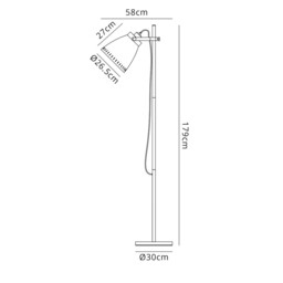 Candor Adjustable Floor Lamp, 1 x E27, Matt Black, Antique Brass, Khaki - thumbnail 2