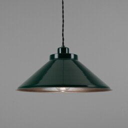 Rio Coloured Dome Pendant Light, Antique Brass, Racing Green - thumbnail 1