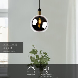 Julius Vintage Pendant Light - Ø 28cm - 1xE27 - Smoke Grey - thumbnail 2