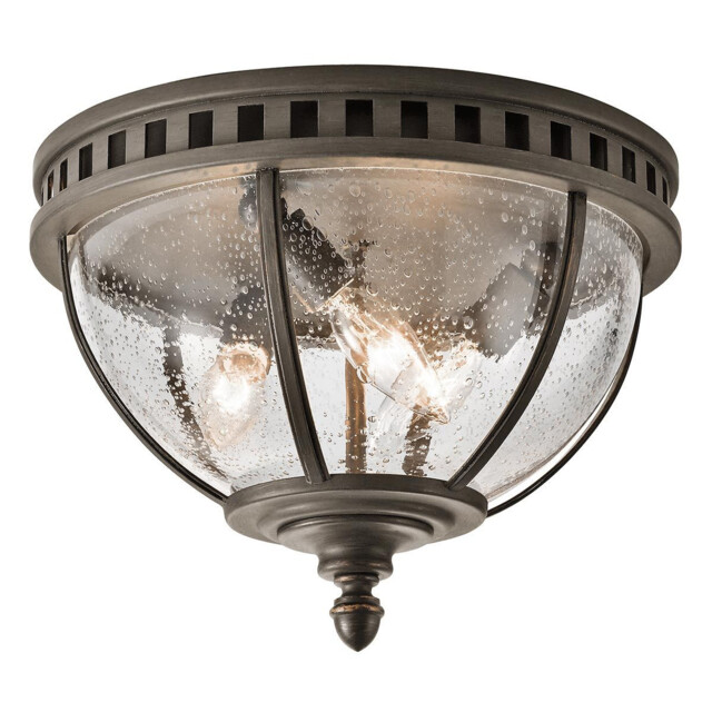 Halleron 3 Light Flush Outdoor Ceiling Light Grey IP44, E14 - image 1