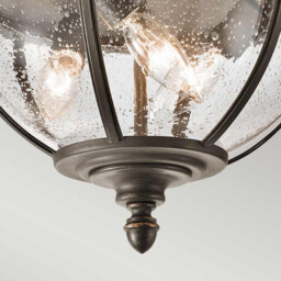 Halleron 3 Light Flush Outdoor Ceiling Light Grey IP44, E14 - thumbnail 2