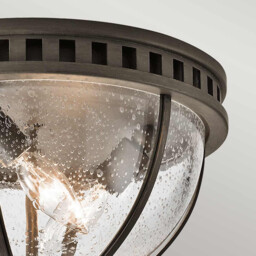 Halleron 3 Light Flush Outdoor Ceiling Light Grey IP44, E14 - thumbnail 3