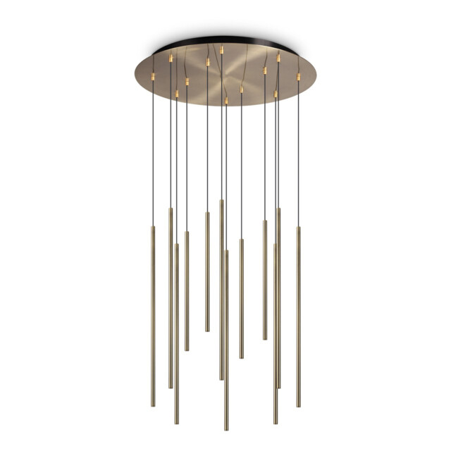 Filo Decorative 12 Drop Cluster Pendant Ceiling Light Brass 3000K - image 1