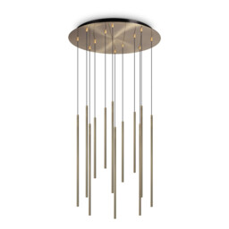 Filo Decorative 12 Drop Cluster Pendant Ceiling Light Brass 3000K - thumbnail 1