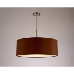 Baymont Satin Nickel E27 Single Pendant With 60cm Dual Faux Silk Shade, Raw Cocoa/Grecian Bronze - thumbnail 2
